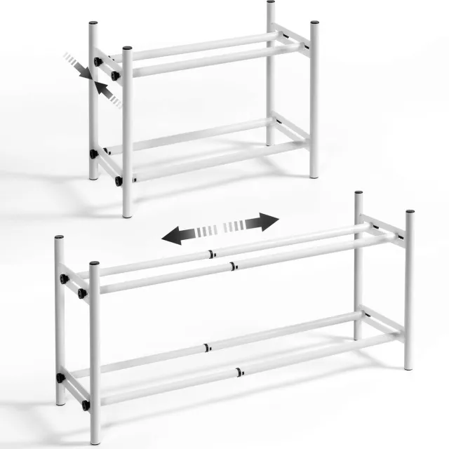 Unyqoos Verstelbaar wit metalen schoenenrek voor compacte en smalle ruimtes