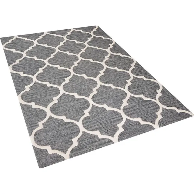 Beliani YALOVA - Laagpolig vloerkleed - Grijs - 140 x 200 cm - Wol