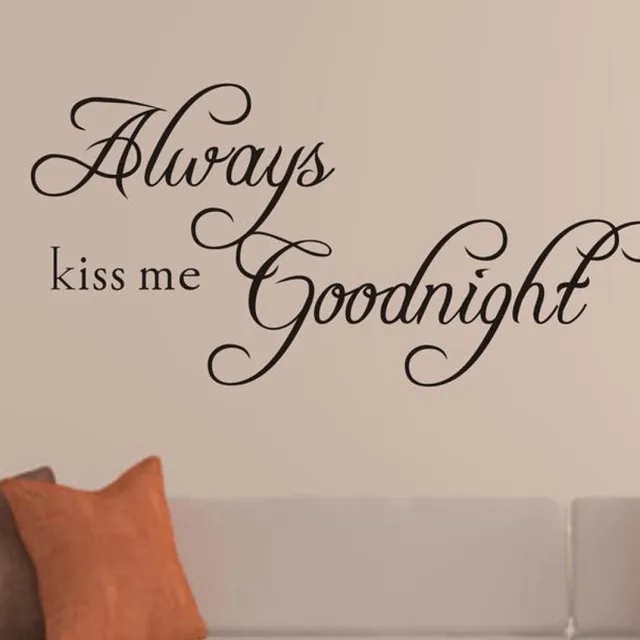 Muurplakker Always kiss me goodnight muursticker - Voor 23:59 uur besteld, morgen in huis Zwart