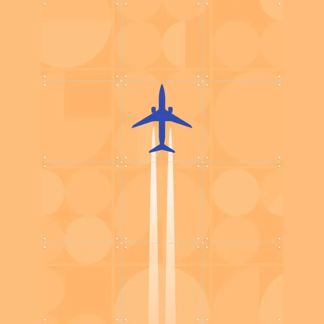 IXXI Birds Eye, Tim Lautensack - 60 x 80 cm - Grote wanddecoratie en posters - Digitale Kunst, Modern, Abstract, Minimalisme, Geometrische Kunst Oranje