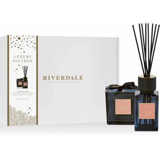 Riverdale Deluxe geschenkset Grapefruit & Lime - geurkaars en geurstokjes Roze