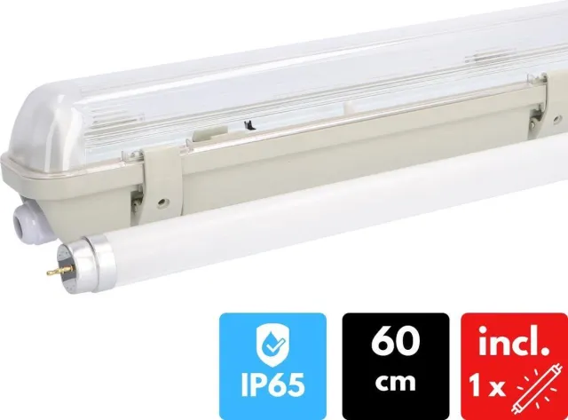 Proventa EcoPlus LED TL Armatuur met buis 60 cm - Binnen & Buitengebruik - IP65 - Tl-buizen - Tl-armaturen - Tl-verlichting Wit