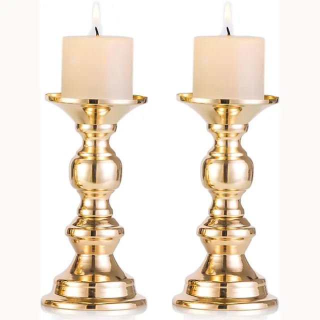 whiqutey Set-2-Metalen-Pijler-Kaarsenhouders-Gouden-Pijler-Kaarsenhouder-Bruiloft-Centraal-Kaarsenstandaard-Decoratie-Geschikt-Feesten