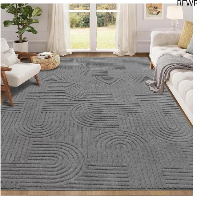 RFWR Machinewasbaar hoogpolig vloerkleed 140 x 200 cm - Zacht en antislip voor elke kamer Grijs