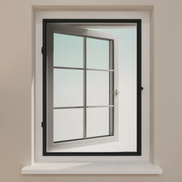 DTCH Insectenhor - Raamhor met scharnieren - Zwart gaas - Profielkleur Antraciet - 125 x 155 cm