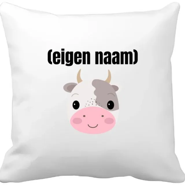 Akyol koeienkop met eigen naam Kussen hoes - Koe - boeren/koeien liefhebbers - iemand die houdt van koeien - verjaardag - cadeau - kado - 40 bij 40 cm Multicolor
