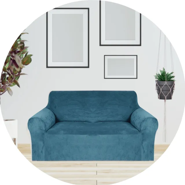 Hilvard Bankhoes Stretch 2 zitsbanken - Zetelhoes - Bankbeschermer - Sofa Cover - Zetelbeschermer Huisdieren - Bank hoes - Wasbaar - Groen Blauw Turquoise