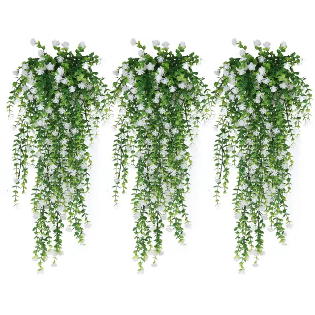 Mrilary Set van 9 Kunsthangplanten - Eucalyptus Hangplanten - 76 cm lang - UV-bestendig & Waterdicht - Voor Binnen & Buiten Wanddecoratie - Wit