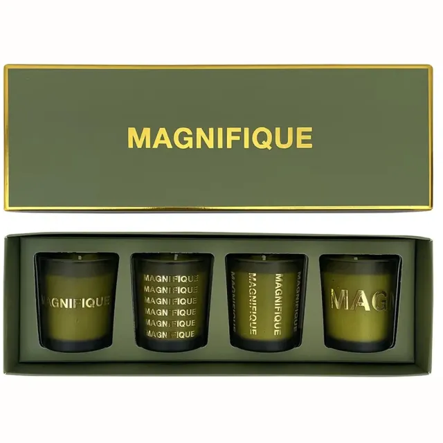 Opjet Paris Kaarsenset Magnifique - Set van 4 Geurkaarsen met Tekst - Cadeau-Set Groen