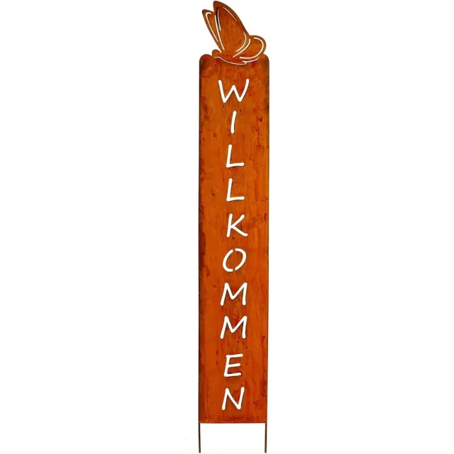 Scheulen tuinzuil "Willkommen" metaal 14 x 99,5 cm