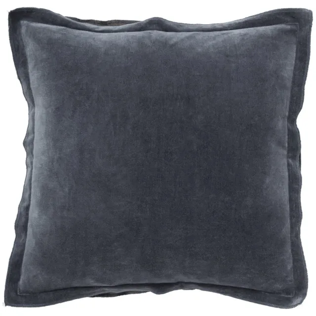 Linen & More Velvet Overlock - sierkussen - grijsblauw - 45 x 45 cm