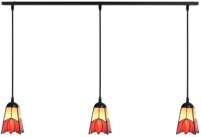 Coloured by Art 3 x Tiffany Fleur de Vanneau Kievitsbloem lampen aan plafondbalk - Art Deco Trade Rood