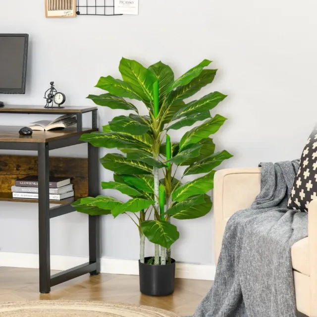MIVRAY Kunstplant – Realistische 33 Bladeren – 95 cm – Kunststof – Groen – Voor Binnen En Buiten Met Pot En Onderhoudsarm Green