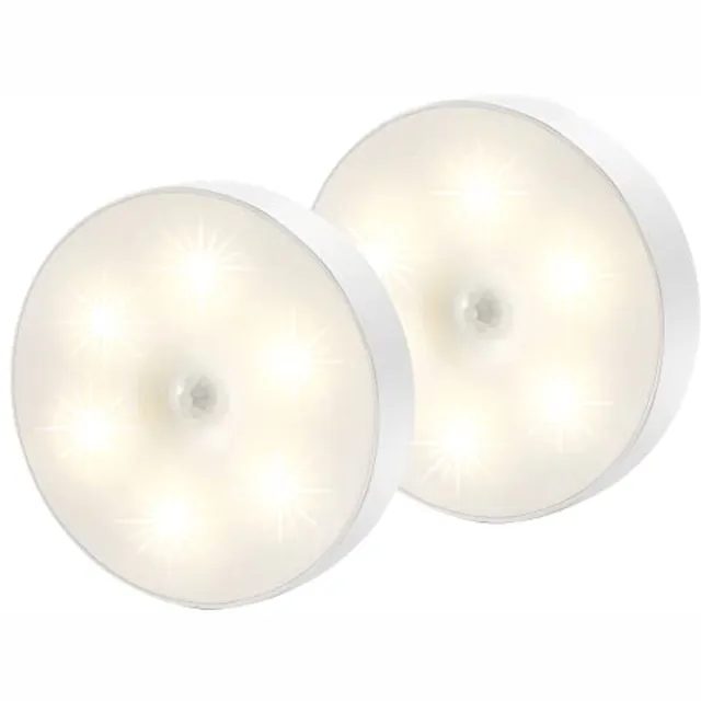 Ynkkvre Nachtlampje - LED nachtlamp met bewegingssensor - magnetisch, draadloos en oplaadbaar via USB - kunststof - warm wit licht, 4000K - kan overal worden geplakt, set van 2