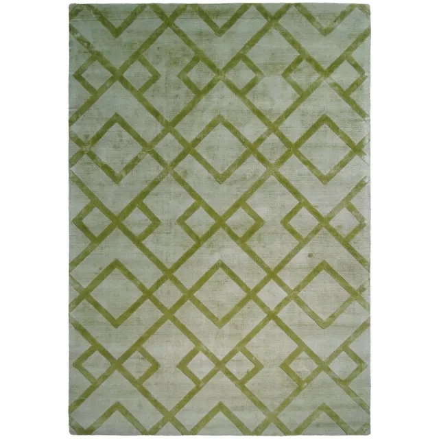 Padiro design laagpolig vloerkleed 160 x 230 cm - groen - modern geometrisch patroon - voor vloerverwarming - van viscose en katoen