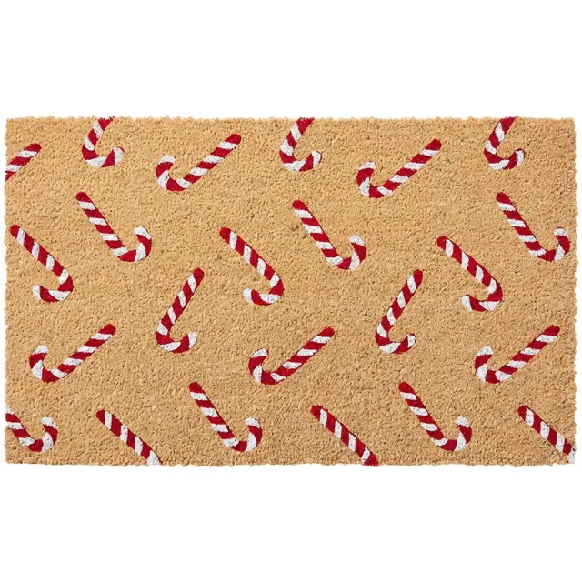 Clayre & Eef Deurmat Bruin Kokos Zuurstok Kerst