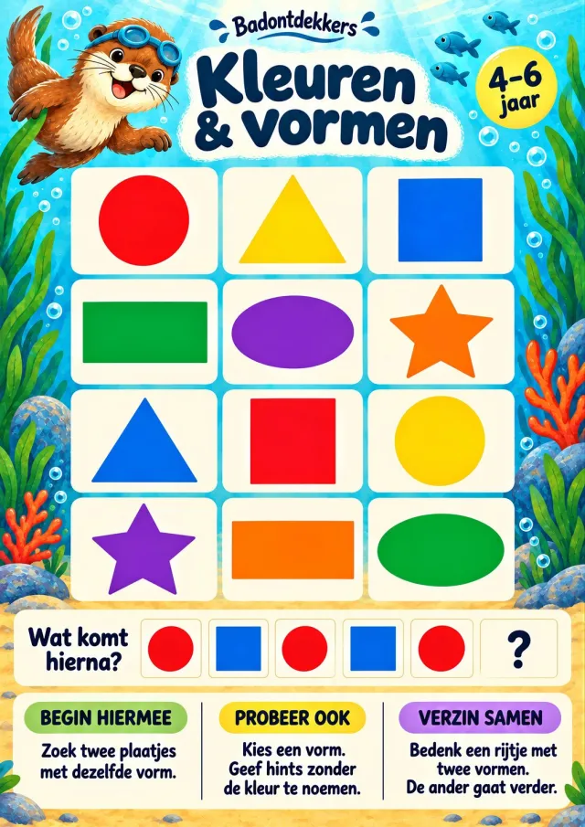 Badontdekkers educatieve Badposter Kleuren & vormen – 4–6 jaar - A3 - Herplakbaar Multi colour