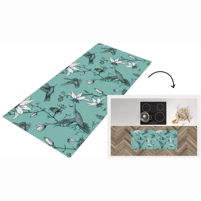 KitchenYeah Keukenloper - Loper keuken - Patronen - Vogel - Bloemen - Keukenloper vinyl multicolor