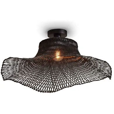 Good&Mojo Plafonniere Ibiza bamboe wavy dia.65xh.20cm zwart.