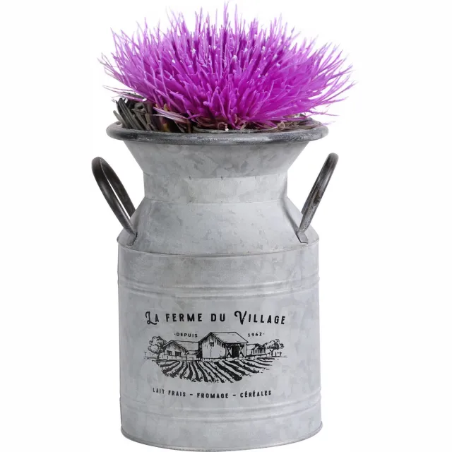 Sunnydays Melkbus vorm vaas/container - Zink - zilvergrijs - 18 x 26 cm - decoratie of plantenbak