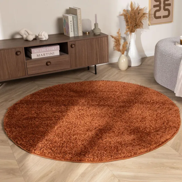 NATURL. Rond Hoogpolig vloerkleed - Wish Terracottacotta - Ø 160 cm