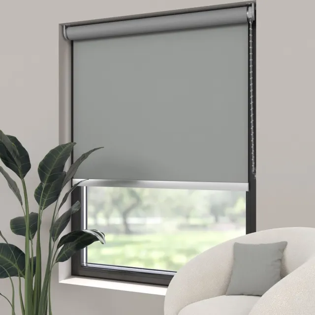 Dutchblinds Rolgordijn - verduisterend - Grijs - 155x275cm - Raamdecoratie op maat
