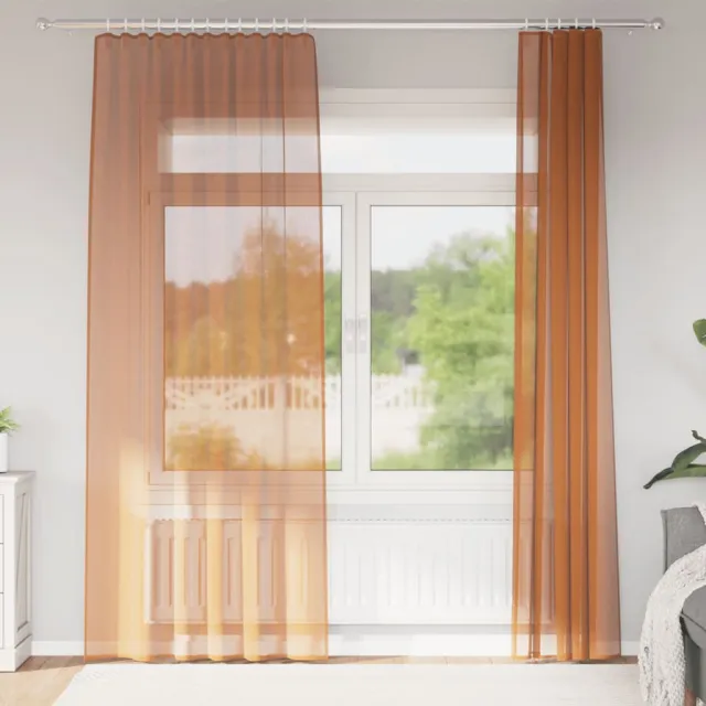 vidaXL Voile gordijnen met roedezakken 2 st terracotta