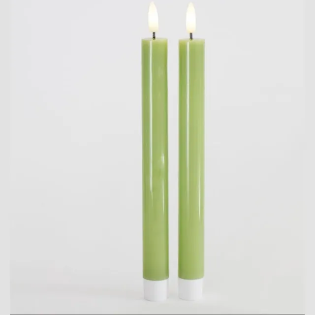 Sirius LED-Dinerkaarsen 'Sille' (25cm hoog, Set van 2) - Groen - Spring Green - gekleurde LED-kaars Groen - dinerkaars