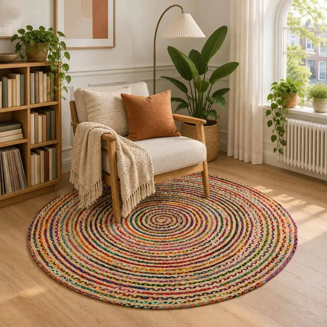 vidaXL Gebied Tapijt Multikleur Jute meerkleurig, foto 6