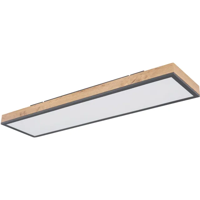 Globo Lighting Plafondlamp Designlamp Woonkamerlamp Keuken, houtlook wit opaal grafiet, 1x LED 24 watt 1500 lumen warm wit, HxLxB 6,5x80x20 cm Bruin
