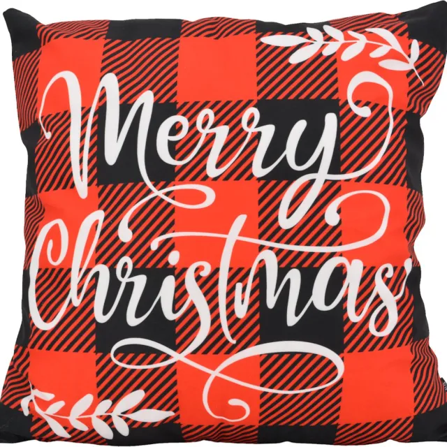 Gek op Kussens! Kerst Christmas Tartan Kussenhoes | 45 x 45 cm | Katoen/Polyester zwart rood