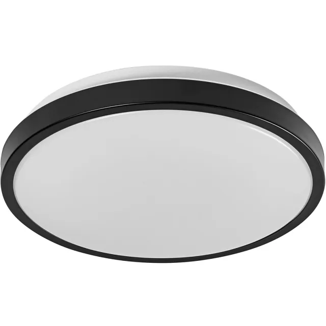 Osram ORBIS LONDON LED plafondlamp 280mm, zwart, 16W, 2000lm, warm witte lichtkleur, zeer homogene lichtverdeling, long life, niet vervangbare LED module, rond, IP20, 3000K.