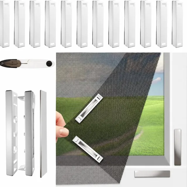 Daity 1 set - Magnetisch raamhor, verstelbaar doe-het-zelf raamnet, max. 150 x 130 cm met innovatieve magnetische sluiting, fijnmazig glasvezelgaas, raamhor met 12 magneten, muggenhor voor ramen in huis grijs