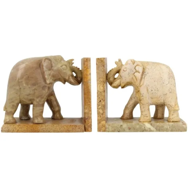 Ruben Robijn Speksteen olifant set boekensteunen 10 cm Bonte kleuren