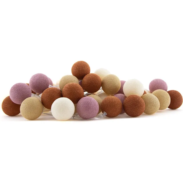 Cotton Ball Lights LED lichtslinger voor binnen - Handgemaakt en Fairtrade - 50 lampjes - Rusty