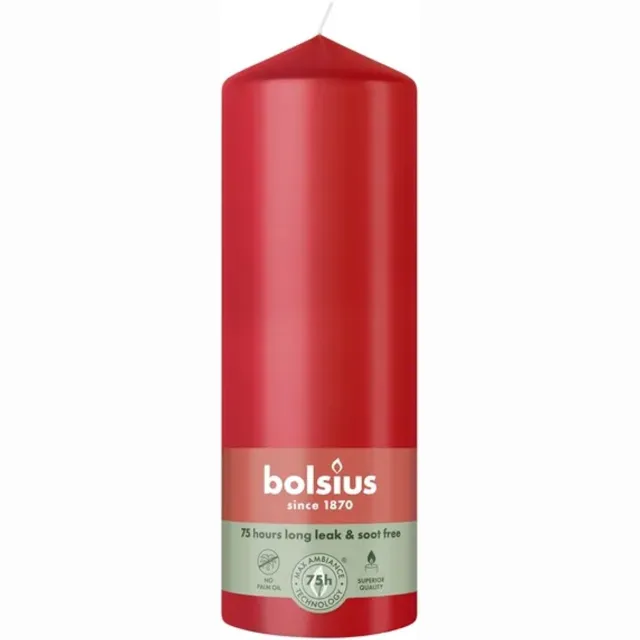 Bolsius Stompkaars Delicate Red Ø68 x 200 mm – 75 Branduren – 6 Stuks – Rode Sfeerkaarsen