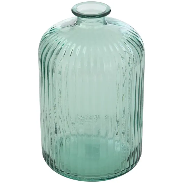 Atmosphera Créateur d'intérieur® Compacte, geribbelde cilindervormige vaas van gerecycled glas LUZ Vert