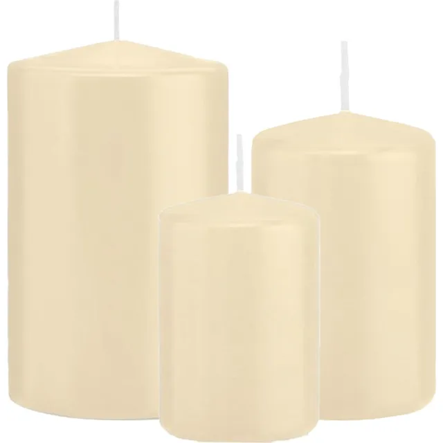 Trend Candles Stompkaarsen set 3x stuks creme wit 10-12-15 cm