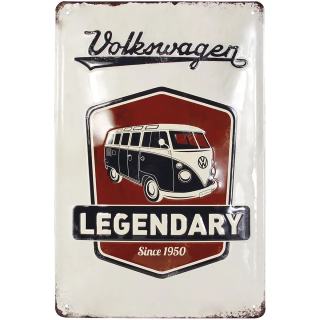 Brisa VW Collection - Volkswagen met VW T1 Bulli Bus retro-vintage-motief, VW-verzamelobject, cadeau-idee, vintage decoratie (20x30 cm) Rood