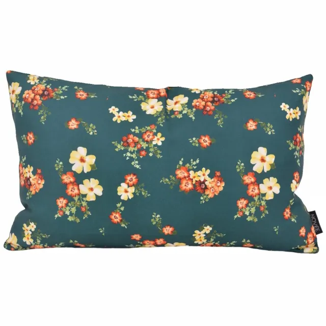 NOVÉE Sierkussen Mae Bloom Petrol - Outdoor | 30 x 50 cm | Katoen