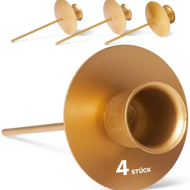 Novaliv 4x kaarsenhouder kerstkrans GOUDEN kaarsenstoker kaarsenhouder voor kaarsen kaarsentuit metalen kaarsenhouder kaarsenspeld Adventskrans kaarsenhouder kaarsenstoker kaarsenhouder voor kransen