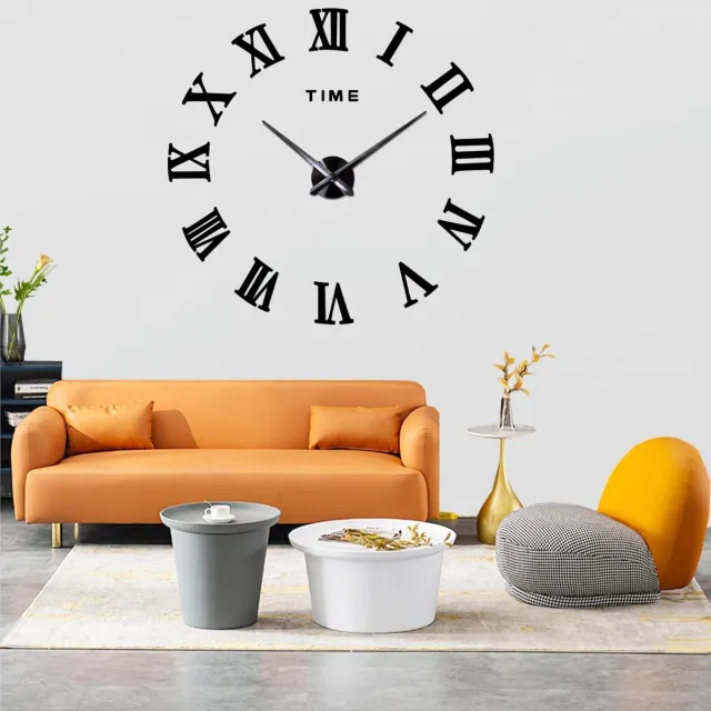 Unyqoos Aanpasbare decoratieve wandklok-sticker met modern 3D-effect voor elk interieur, zwart, 40 cm