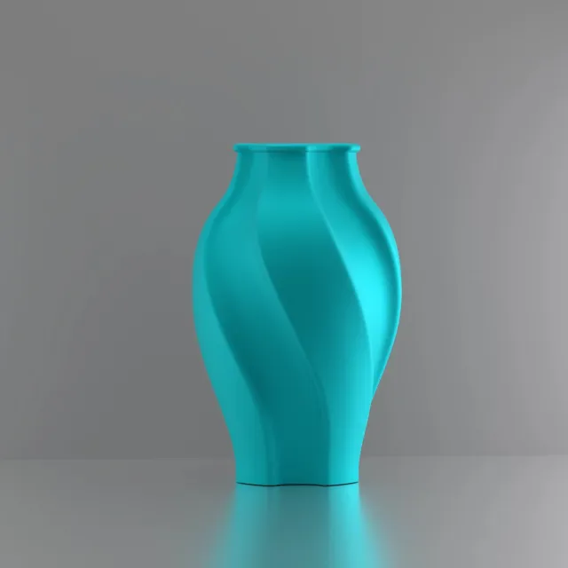3d-gezellig Elegantie - Grote Vaas - Waterdicht - Turkooise - Maat 40 cm - Kunststof - Modern - Bloemenvaas - 100% gerecycled PLA (bioplastic)