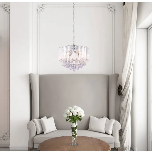 Globo Kroonluchter Globo Minnesota LED - Chroom met heldere acryldecoratie en acrylkristallen