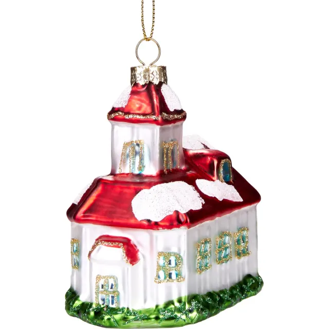 Brubaker Besneeuwde Kerk - Handbeschilderde Kerstballen van Glas - Mondgeblazen Kerstboomversieringen, Grappige Figuren, Decoratieve Hangers Boombal - 9,5 cm