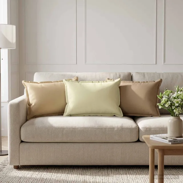 vidaXL Plaid kussen 6 st HOUTEN Beige 40 x 60 cm Polyester