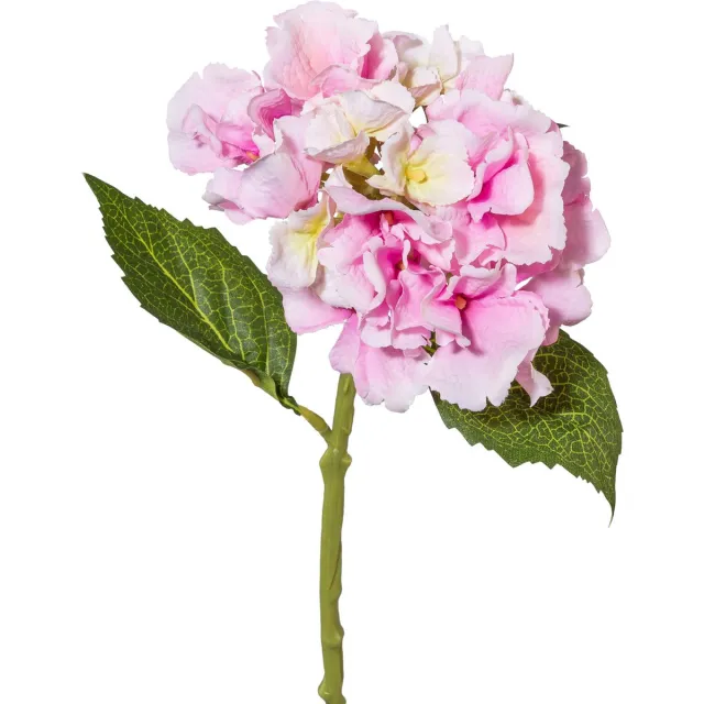 Flourify , Hortensia - 8 stuks - kunstbloem - kunstplant - roze/groen - 33 cm