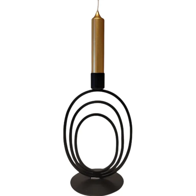 Branded by Kandelaar - Wave - Zwart - Metaal - 18cm