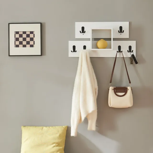 en.casa Wandkapstok Vänd 32x60x14 cm wit en zwart [en.casa]