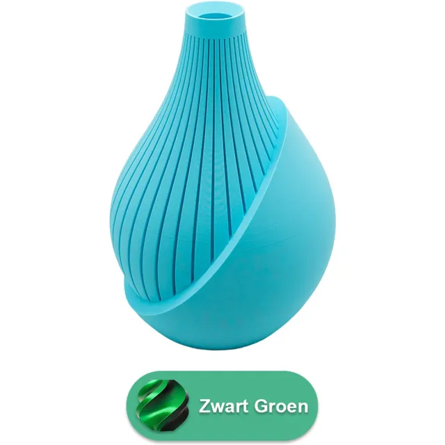 Lovora Elodie moderne vaas – Decoratieve vaas - Zwart / Groen - 3d geprinte vaas – geschikt voor droogbloemen - 30CM